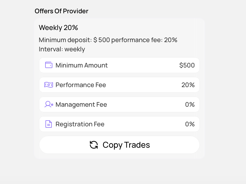 Aurix Pulse copy trading offer panel